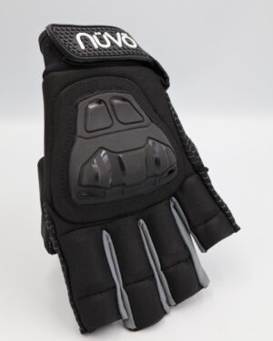 Side view of hockey glove showing ergonomic fit.